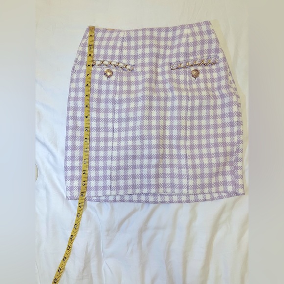 Guess tweed purple/white checkered set. Small top and Xsmall skirt. - Picture 6 of 8